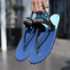 Men's Block Elastic Flip Flops Quick Drying Comfortable Thong Sandals