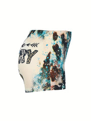 HOOD & Graphic Print Skinny Shorts
