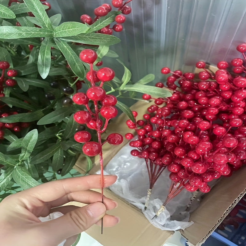 Artificial Red Berry Stems for Living Room Decor - Christmas Tree Picks
