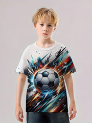 Football 3D Print Boy's Casual Tees Short Sleeve Crew Neck T-shirt