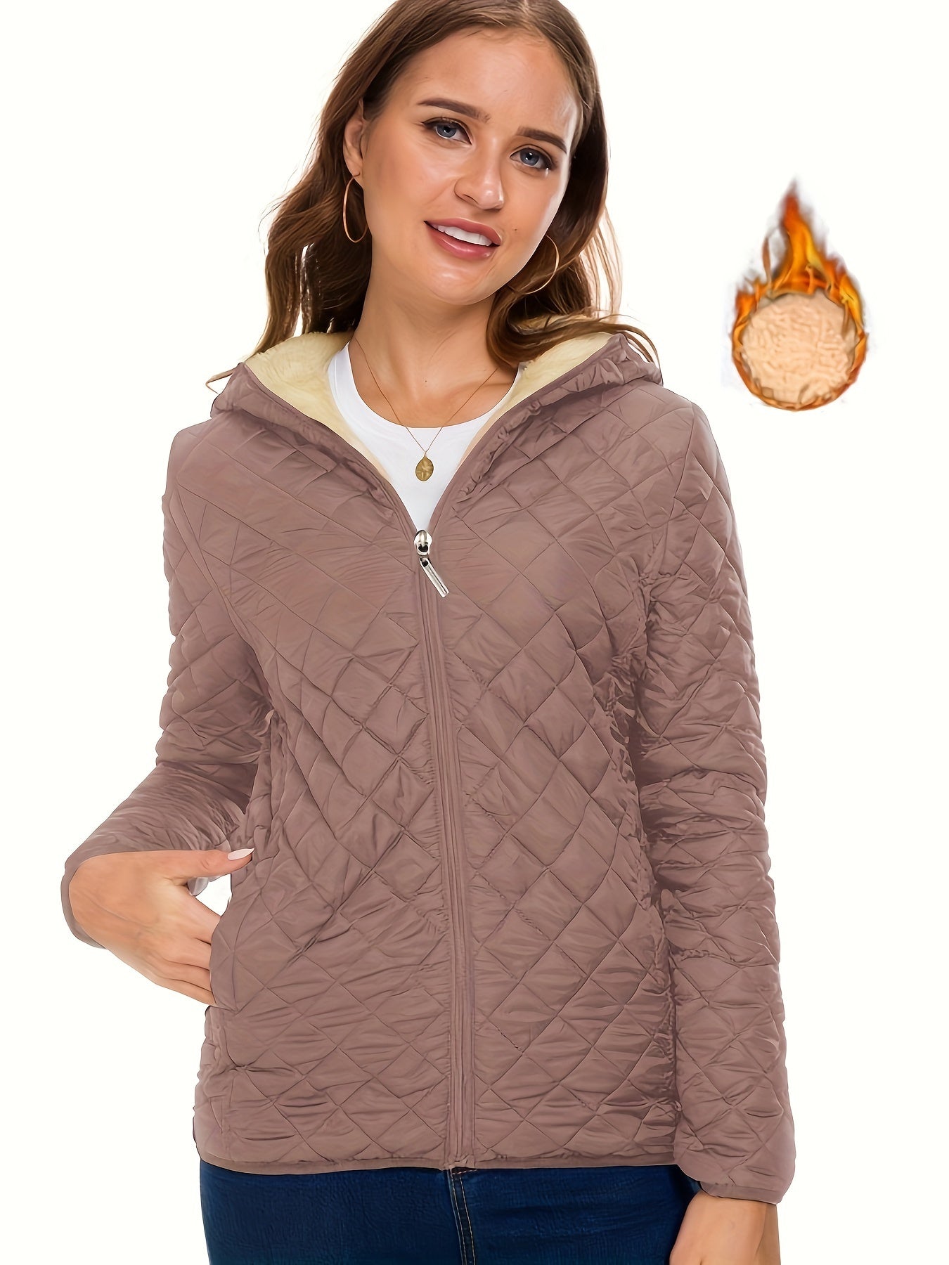 Fleece Quilted Jacket Women's Casual Sports Warm Jacket