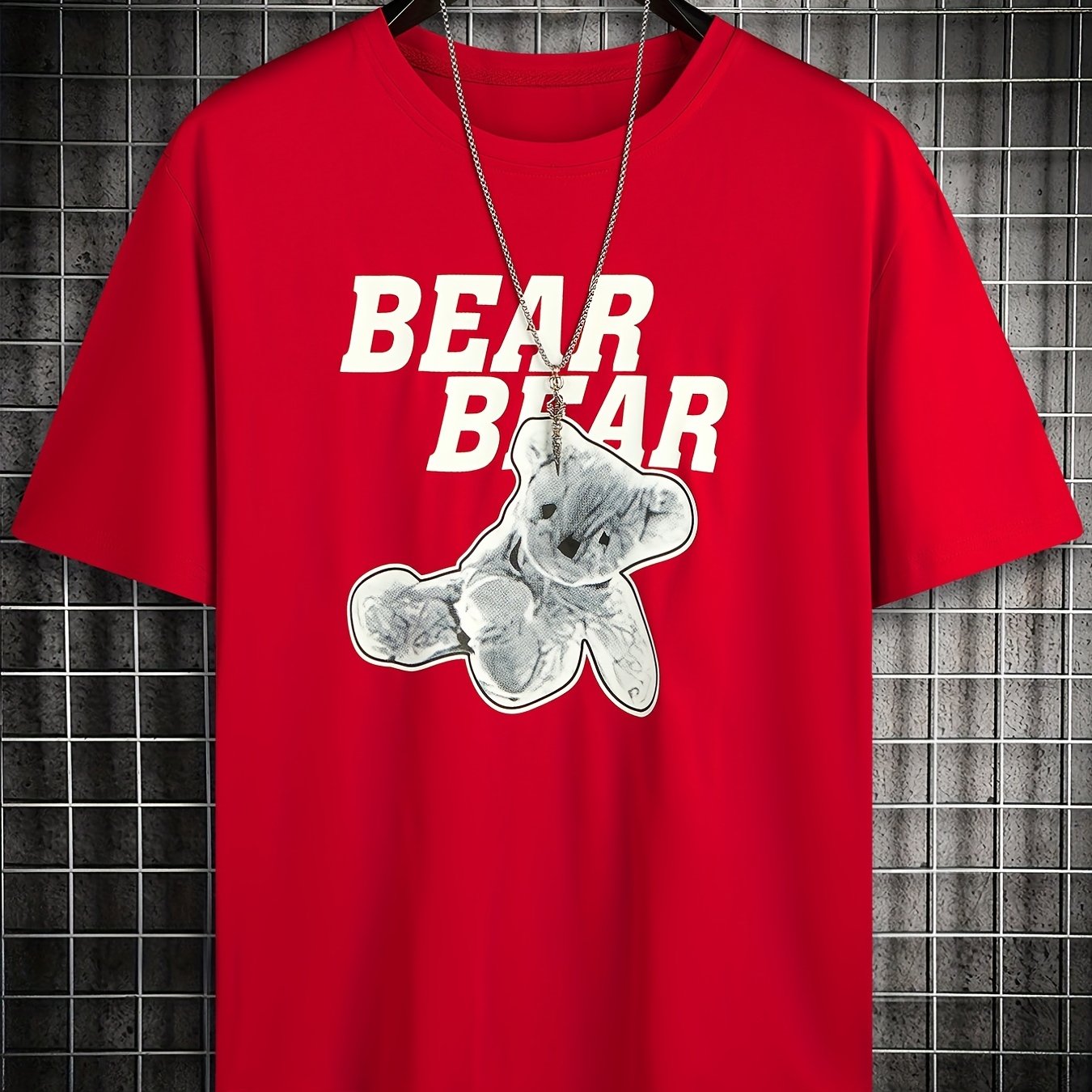 BEAR BEAR Men's Graphic Crew Neck T-shirt for Summer