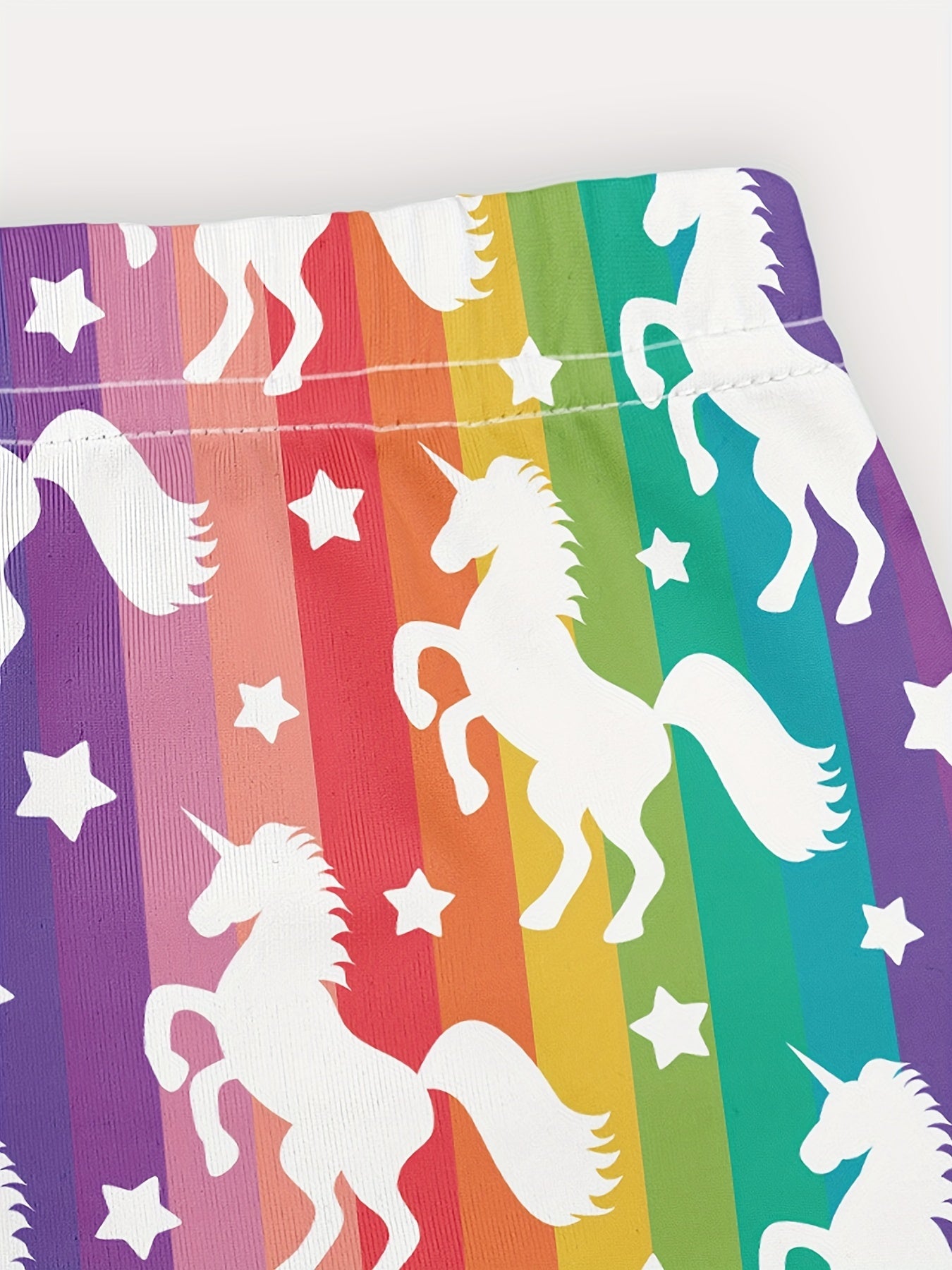 Girls Unicorn Crown And Stars Athletic Leggings