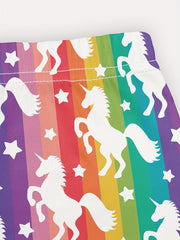 Girls Unicorn Crown And Stars Athletic Leggings
