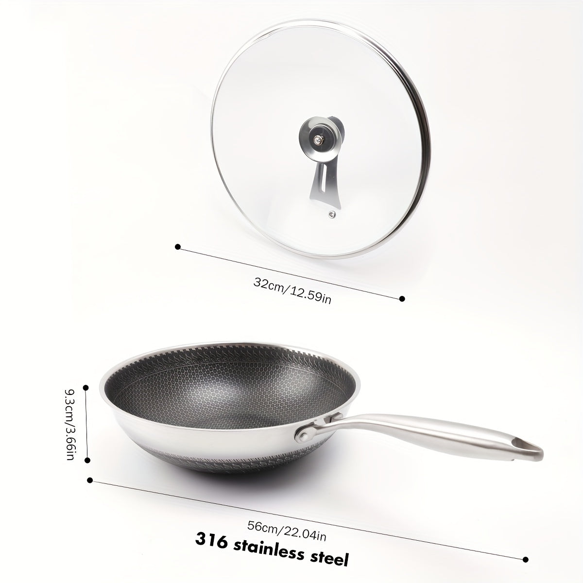 Non Stick Cast Iron Skillet with Glass Lid for Gas Stove and Induction Cooker
