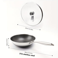 Non Stick Cast Iron Skillet with Glass Lid for Gas Stove and Induction Cooker