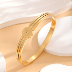 Golden Stainless Steel Bracelets with Rhinestone Eye Pattern