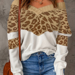 Leopard Print V Neck Sweater
