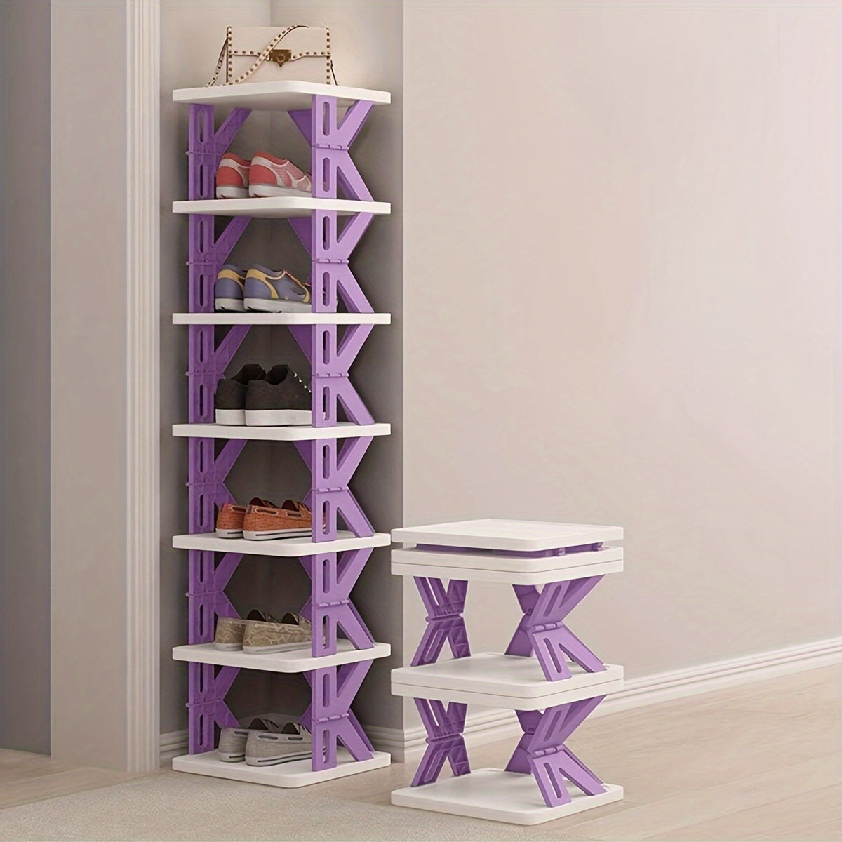 1pc Folding Shoe Rack Indoor Room Storage Rack Shoe Organizer