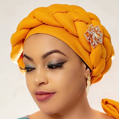 Big Braid Pre tied Turban Cap Flower Decor Classic Head Wrap Elastic Bonnet Bean