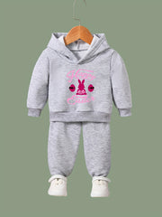 Rabbit Pattern Hooded Sweatshirt Girls Hoodies & Sweatpants