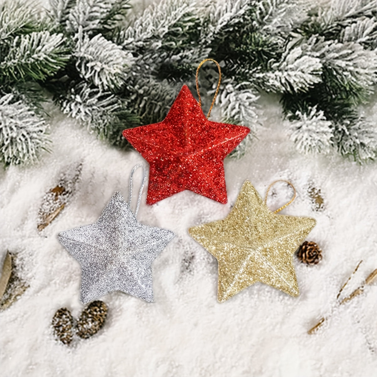 30pcs Golden Star Christmas Tree Decoration 2inch