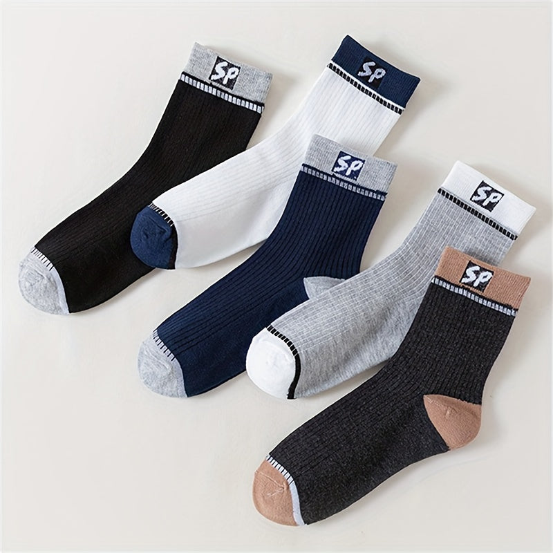 5 Pairs Letter Print Socks Comfy Mid Tube Women's Stockings