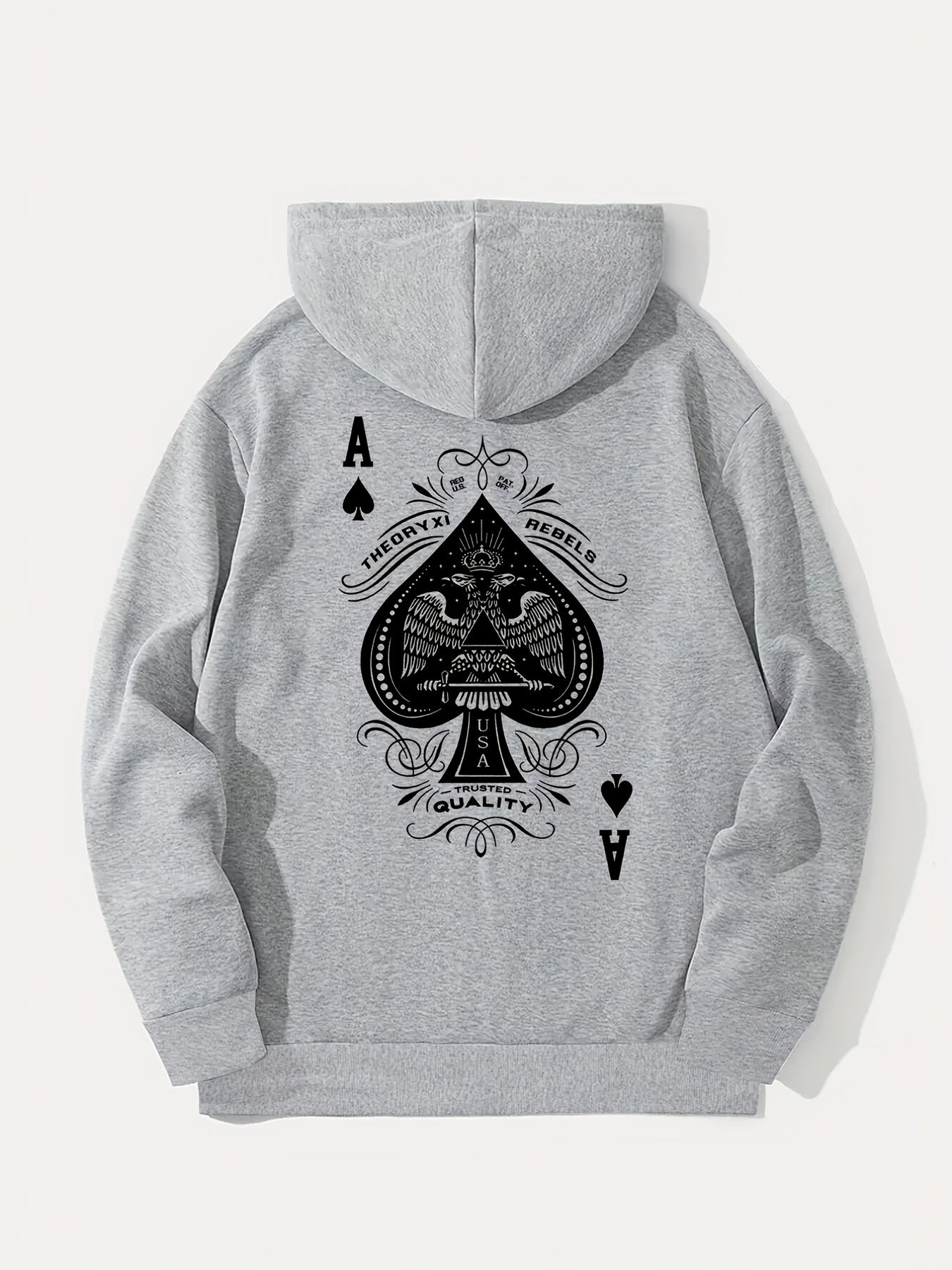 Spade Print Hoodies For Men Graphic Fleece Sweatshirt With Kangaroo Pocket