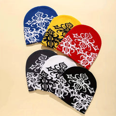 Anime Totem Jacquard Beanie Hip Hop Solid Knit Hat Unisex Elastic Lightweight