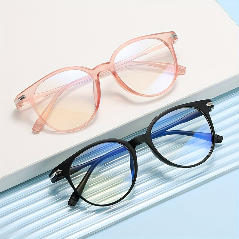Retro Jelly Round Frame Clear Lens Computer Glasses