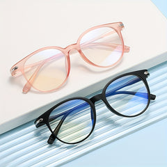 Light Blocking Glasses Jelly Round Frame Clear Lens Computer Glasses