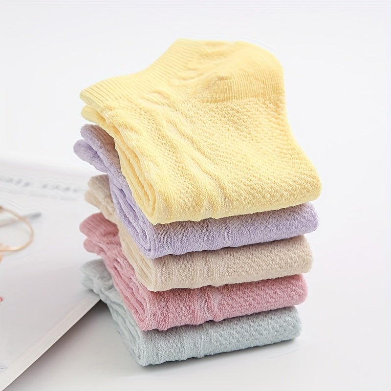 5 Pairs Kids Short Socks, Breathable & Comfortable Students Socks for Summer
