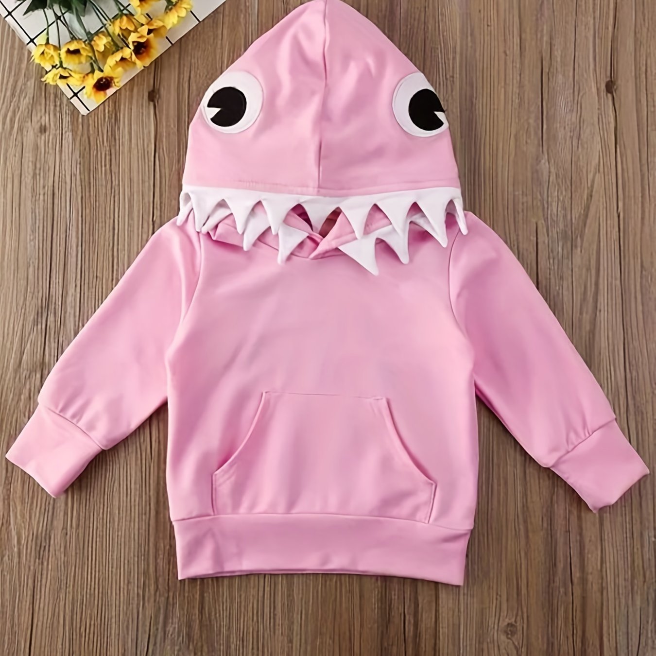 Cartoon Shark Print Hoodie Pullover Top for Kids