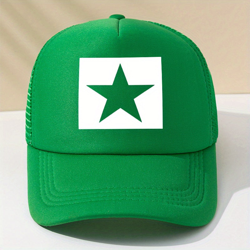 Pentagram Print Baseball Cap Mesh Trucker Hat Adjustable Lightweight Sun Hat