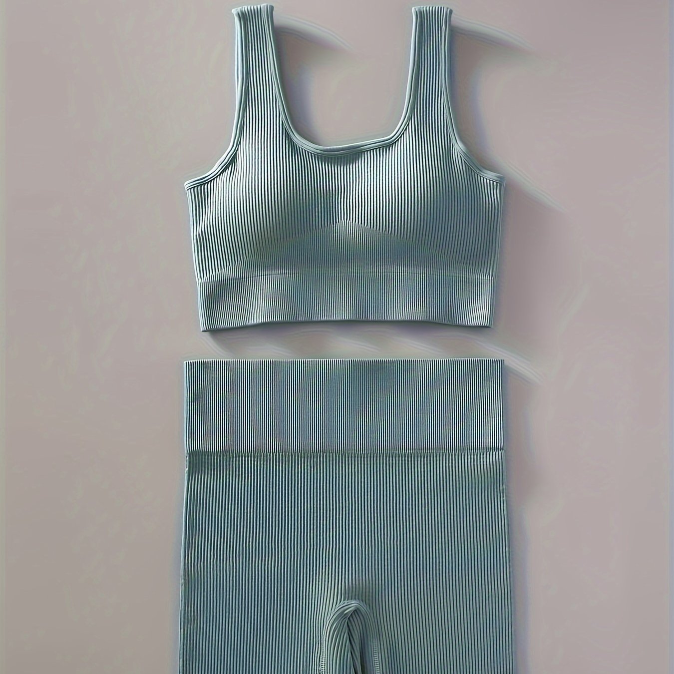 Women's Ribbed U Neck Sports Bra & Shorts Set for Yoga & Fitness