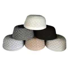 Men's Winter Woven Hat Ethnic Style Warm Beanie Checked Jacquard Hat