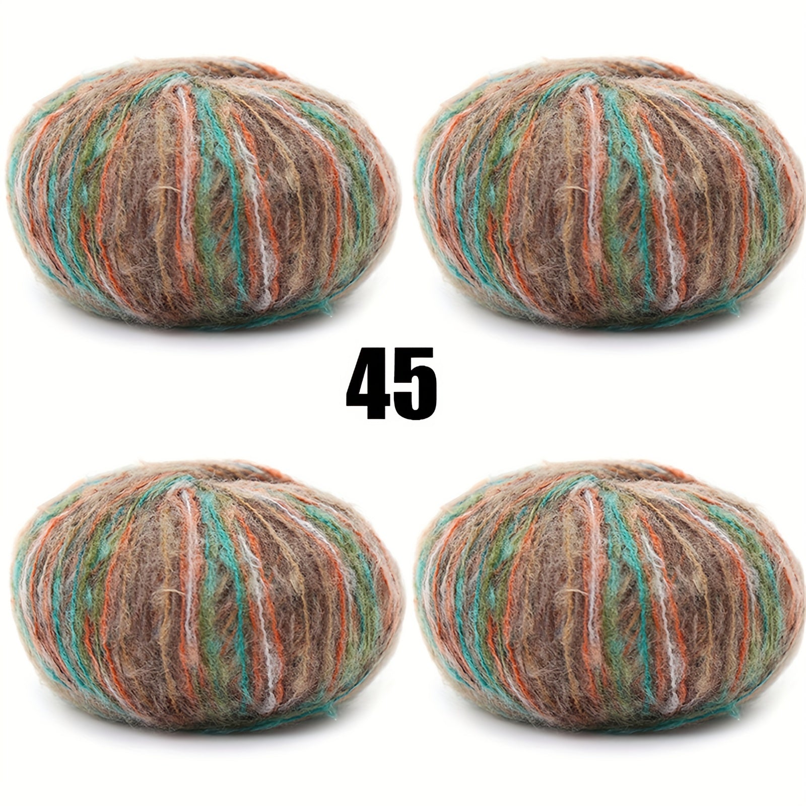 4pcs Multicolor Mohair Yarn for Crocheting and Knitting 25g pc