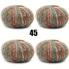 4pcs Multicolor Mohair Yarn for Crocheting and Knitting 25g pc