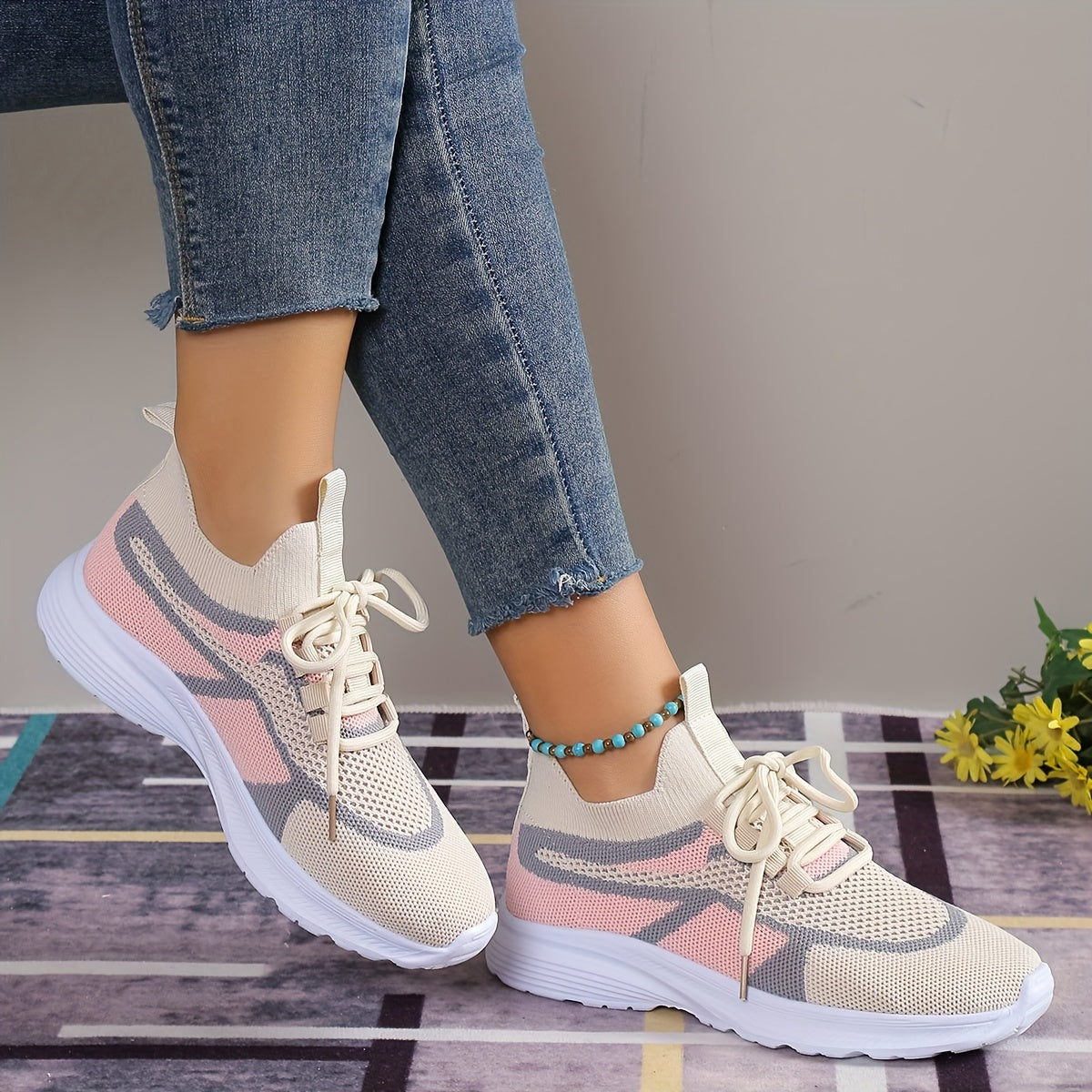 Mesh Breathable Low Top Sneakers Comfortable Running Shoes