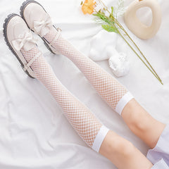 Fishnet Calf Socks Cut Out Knee High Socks Women's Stockings