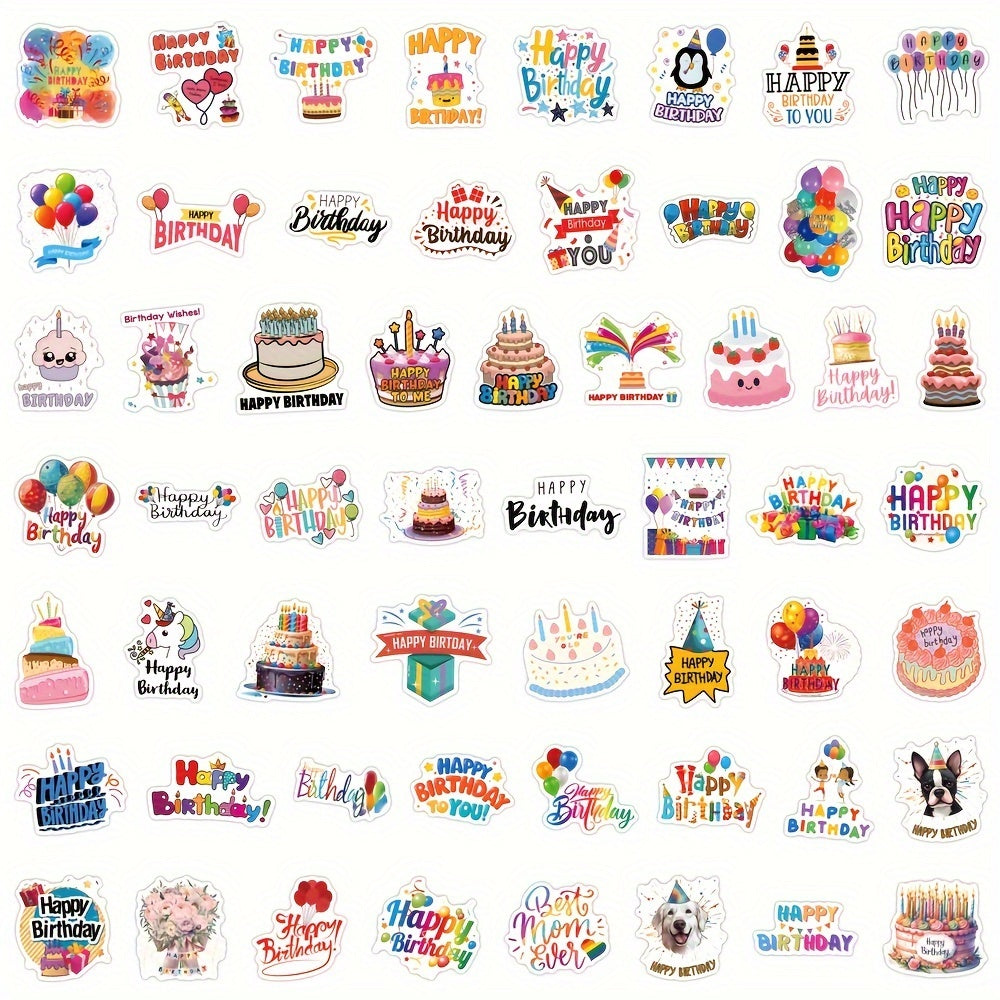 55 Cartoon Happy Birthday Stickers for Decorating Stationery Water Cups Mobiles