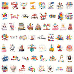 55 Cartoon Happy Birthday Stickers for Decorating Stationery Water Cups Mobiles