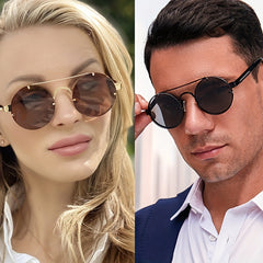 Men's Steampunk Round Sunglasses Retro Style Hip Hop