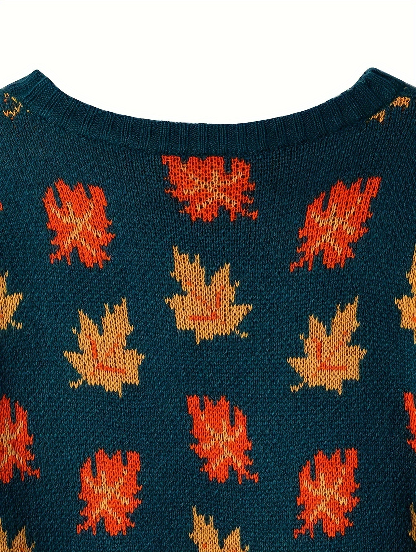 Maple Leaf Print Sweater Long Sleeve Jumper