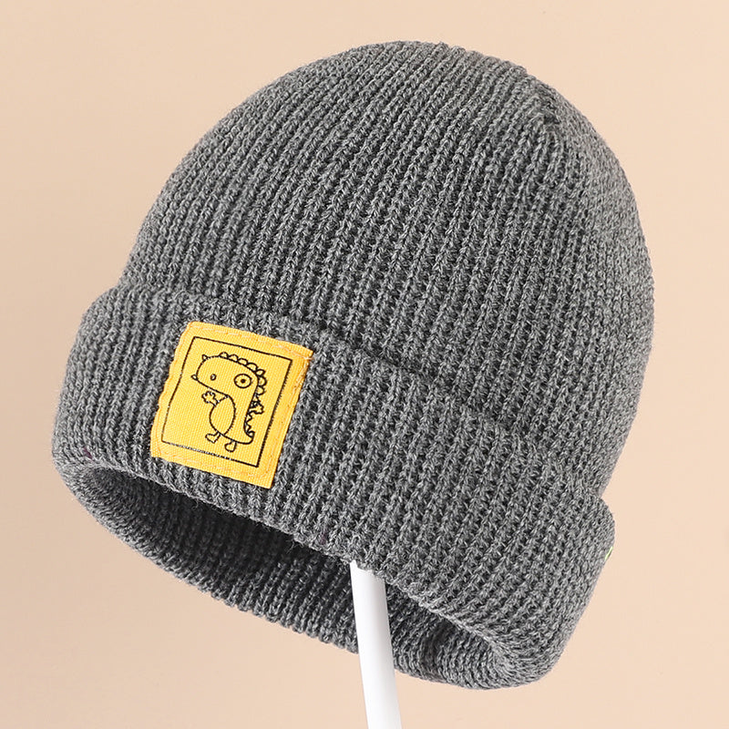 Dinosaur Patch Beanie Hat Woolen Knitted Hat
