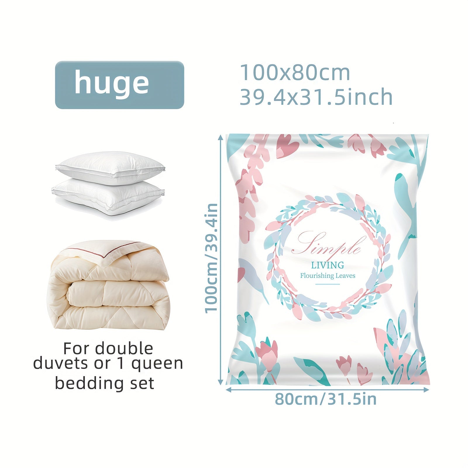 5pcs Vacuum Compression Storage Bag for Clothes Blankets Shirts