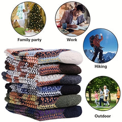 6 Pairs Winter Casual Wool Warm Mid calf Socks Men Women