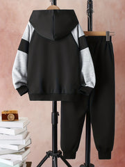 Boy's Clash Hoodie & Sweatpants Set Long Sleeve Top Outfit