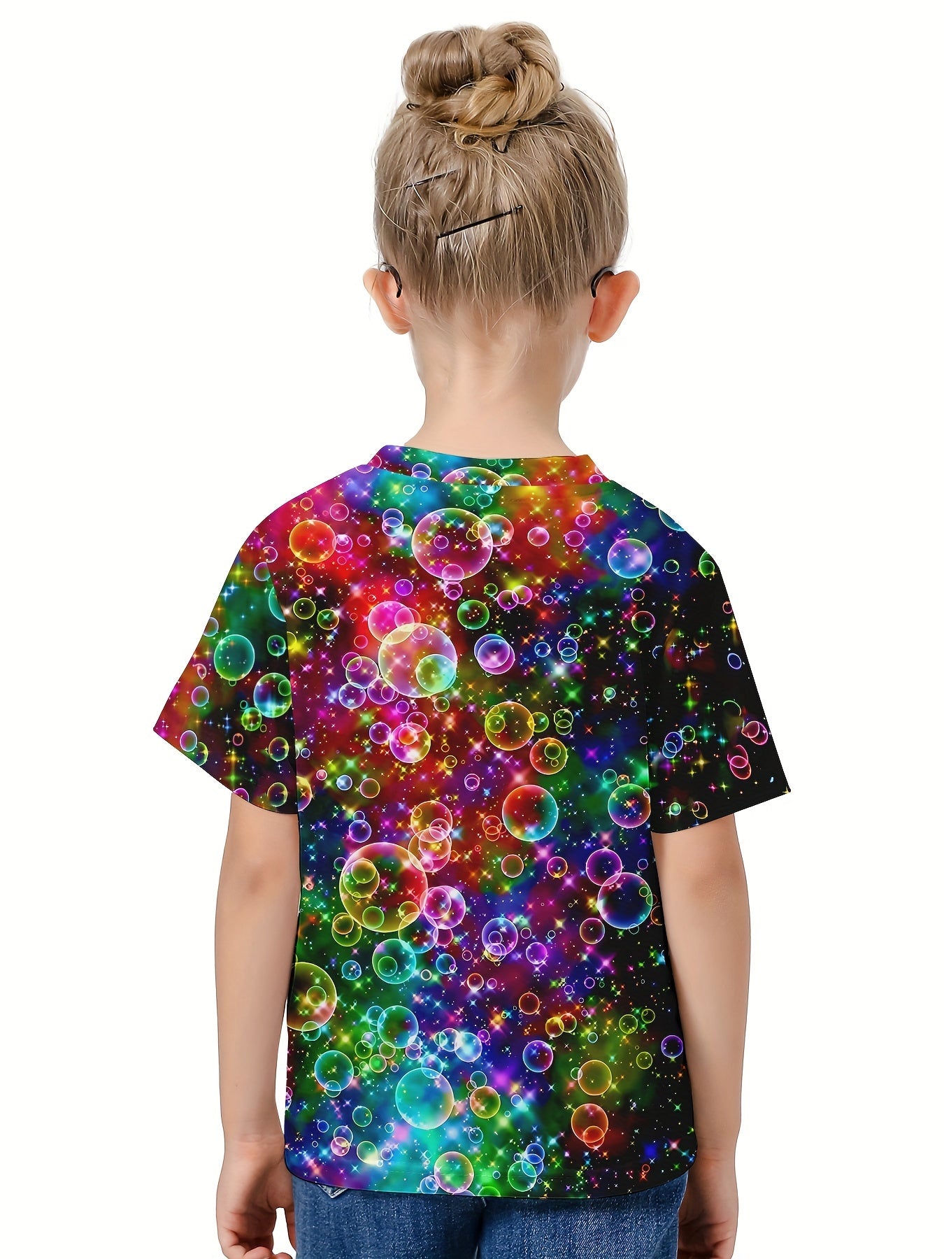 3D Colorful Bubble Graphic Short Sleeve T shirt Boys Girls Summer Top
