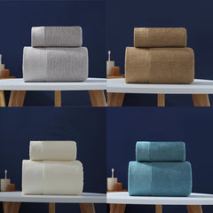 2pcs Soft Cotton Bath Towel Set Absorbent 13.4x29.1in & 55.1x27.6