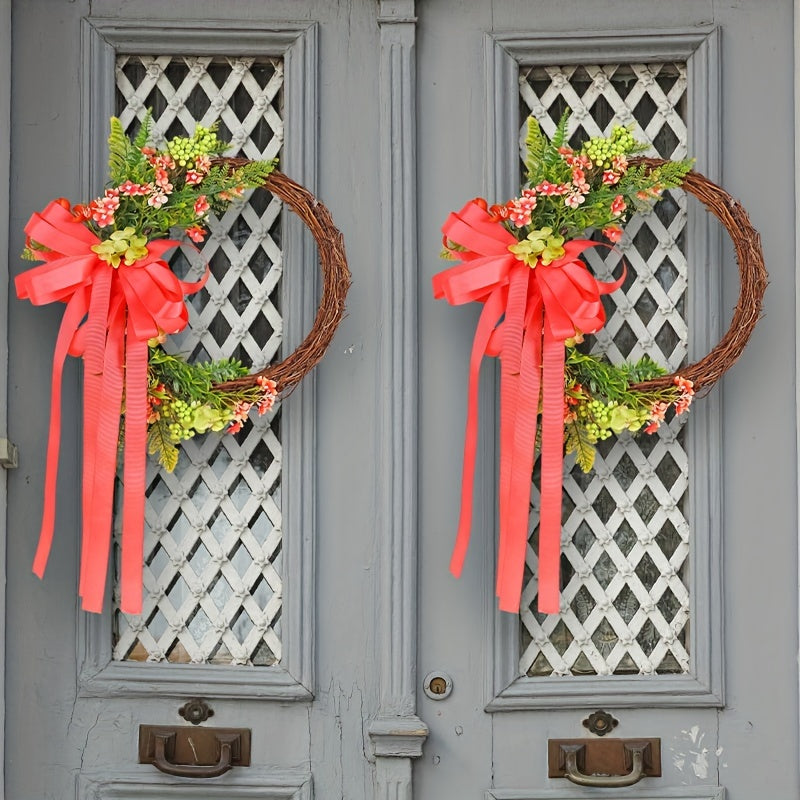 Butterfly Bow Ribbon Flower Wreath Christmas Hanging Decorations