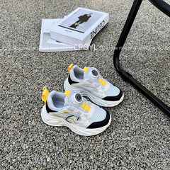 Boy's Mesh Breathable Chunky Shoes With Rotating Buckle Soft Sole Sneakers