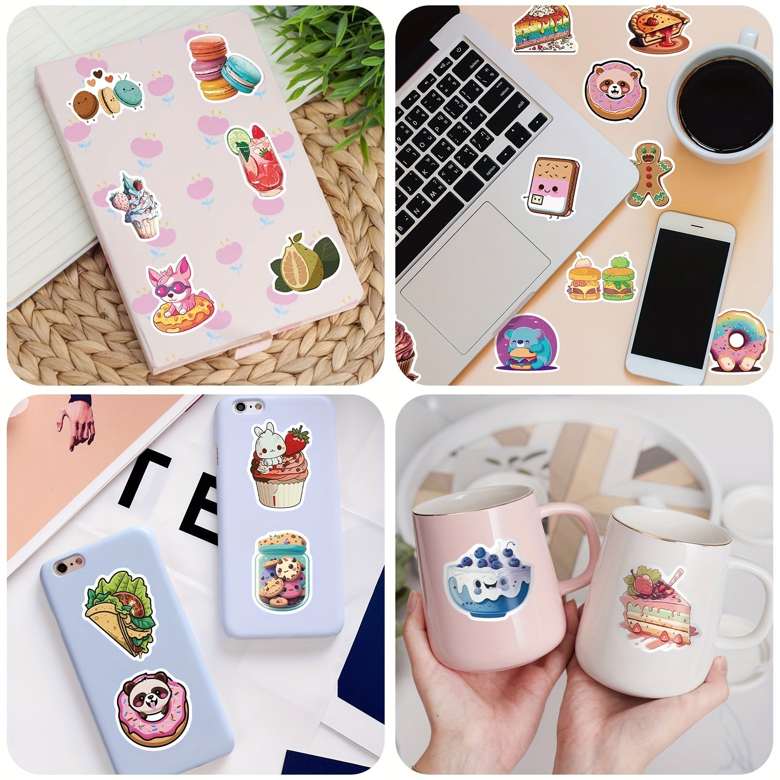 50pcs Food Stickers Vinyl Waterproof Stickers For Laptop Computer Phone Case