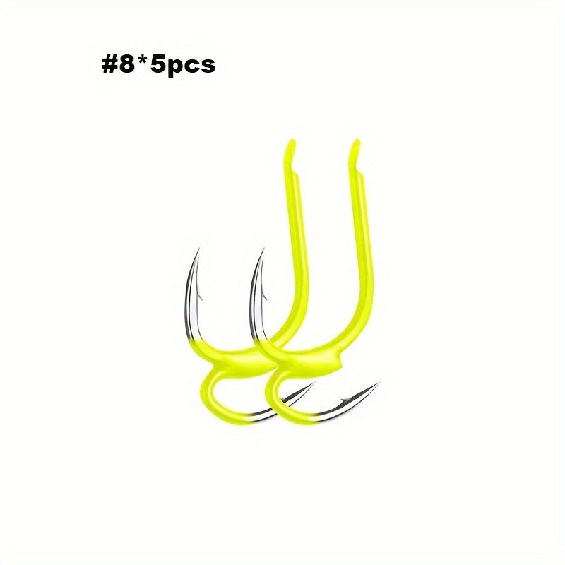 5pcs High Carbon Steel Fishing Hooks Double Hooks