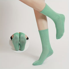 Mid Calf Yoga Socks Anti skid Breathable Sweat Absorption Gripper Socks