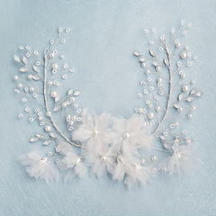 Mesh Flower Pearl Hair Band Bridal Wedding Headwear