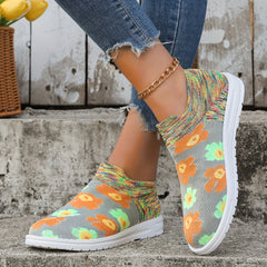 Flower Pattern Mesh Breathable Running Shoes Lightweight Non Slip Sneakers