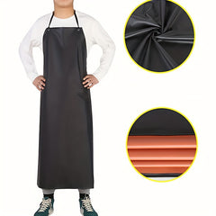 2pcs PVC Apron Kitchen Sleeve Waterproof And proof Thickened Apron Soft Leather