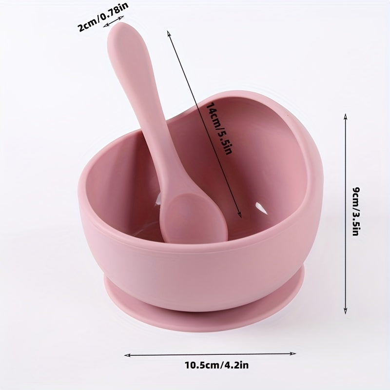 Baby Bowl and Spoon Set for Independent Eating with Silicone Sucker Bowl