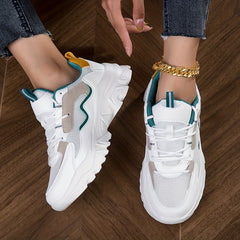 Breathable Mesh Sneakers Low Top Lace Up Shoes Anti-skid
